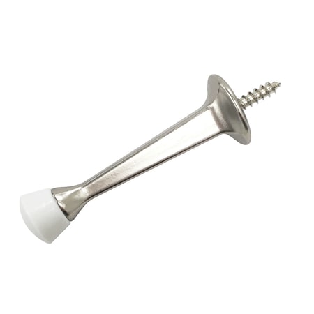 Prime-Line Rigid Door Stop, Zinc Diecast, Satin Nickel Finish, Rubber Tip Single Pack MP10124-1